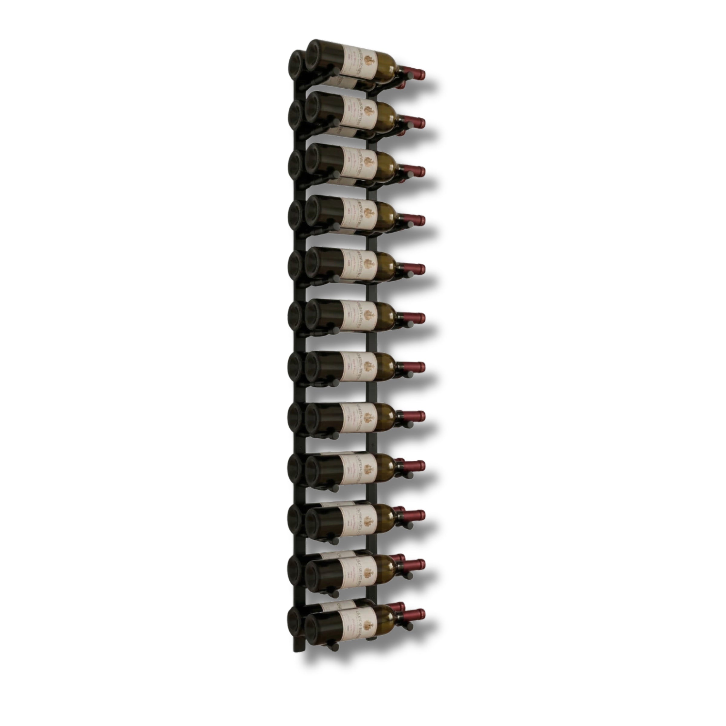 Wall-Mounted Metal Rail Wine Rack with Offset Pegs