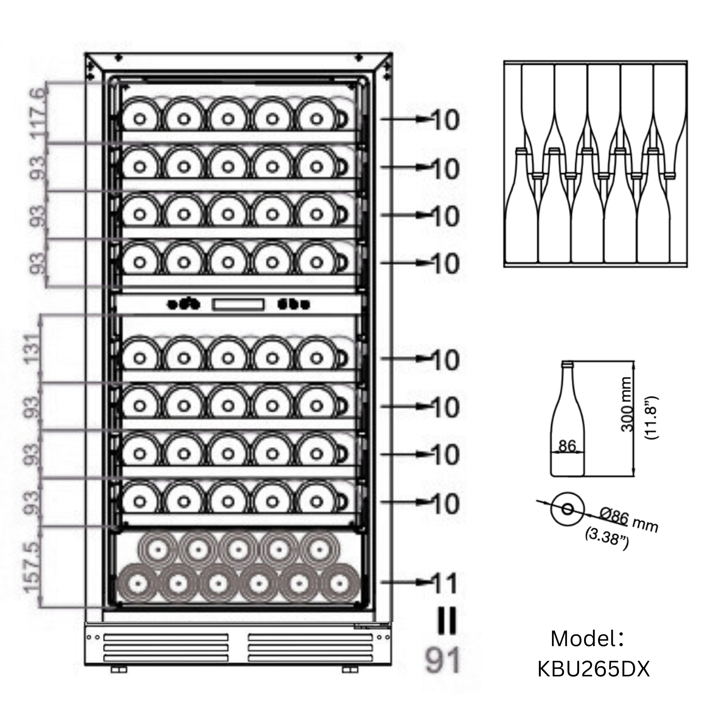 47" High Wine & Beverage Refrigerator Combo with Triple Temp. Zones