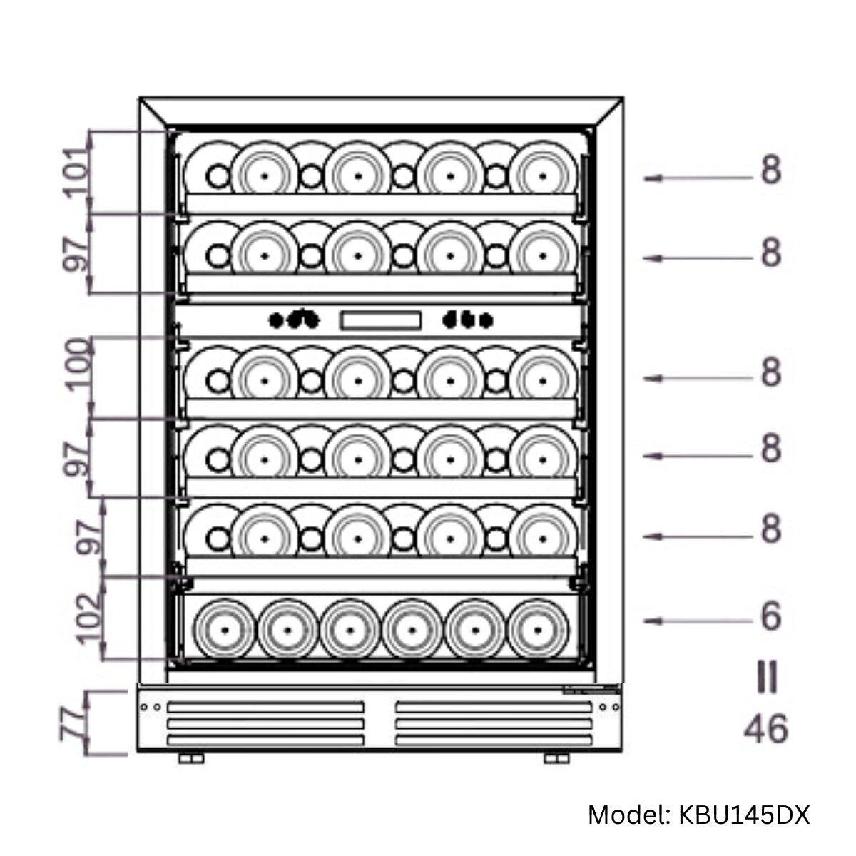 48" Ultimate Under Bench Wine Fridge and Bar Refrigerator Combo with 3 Temp. Zones