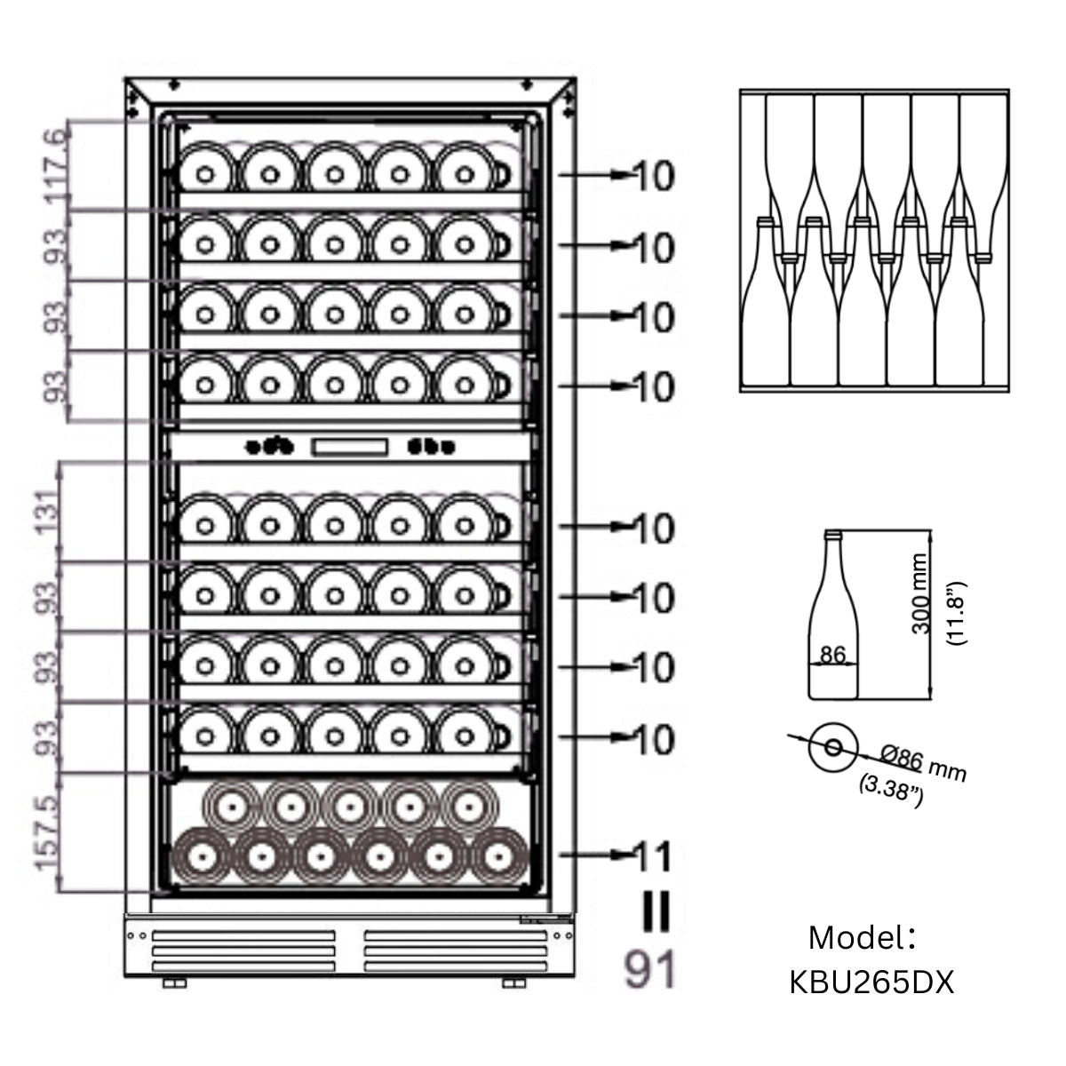 47" High Wine & Beverage Refrigerator Combo with Triple Temp. Zones