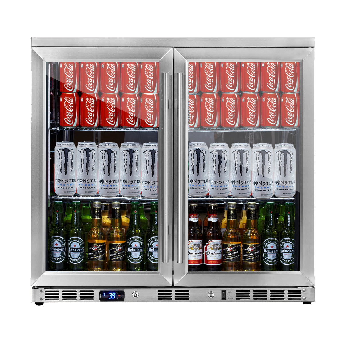 24 inch Metal Shelves Built-In Wine Fridge Cooler Beverage Fridge Clear Glass Door, 24 inch / 3 Year