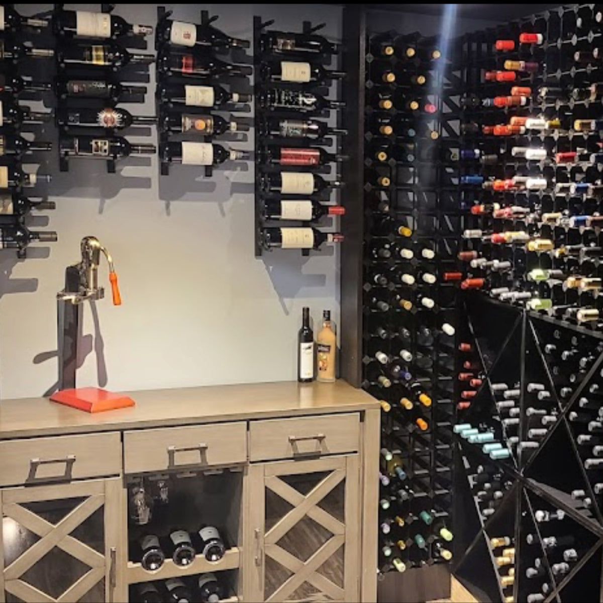 Wall Mounted Metal Rail Wine Racks | 3-Bottle Depth