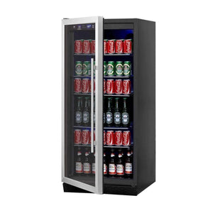 glass door upright beverage fridge KBU100BX-SS LHH
