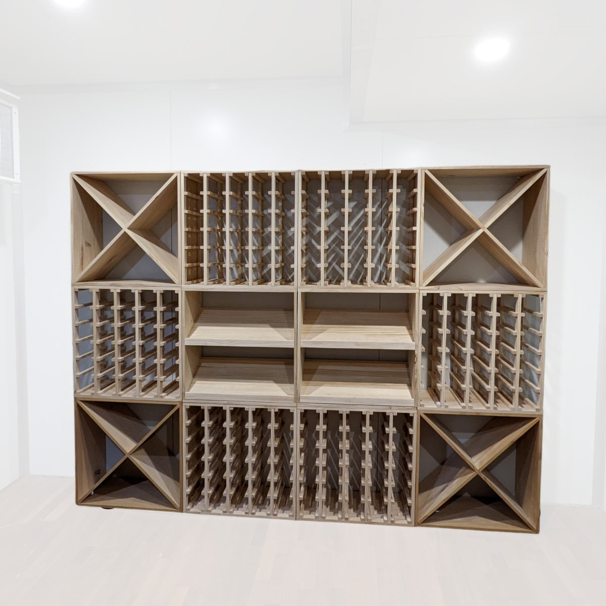 14 Bottle Display Wine Cube – Black Onyx and Natural Finishes | 18mm thick